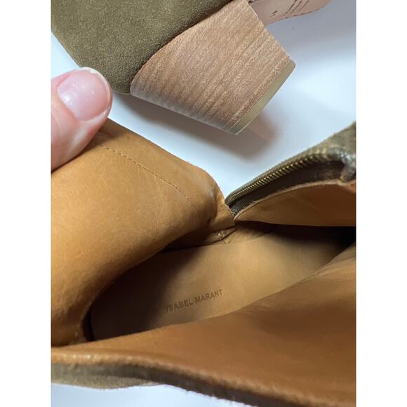 Isabel Marant Dicker Suede Ankle Bootie Taupe Block Heel 41 / US 11 Boho Western - Picture 7 of 7